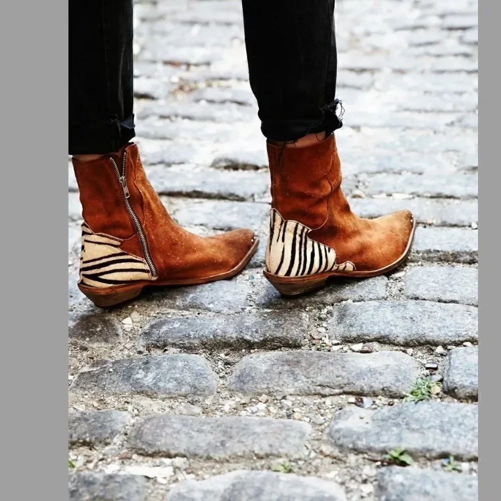 NEW FREE PEOPLE LAST OUTLAW CALF SUEDE ANKLE BOOT